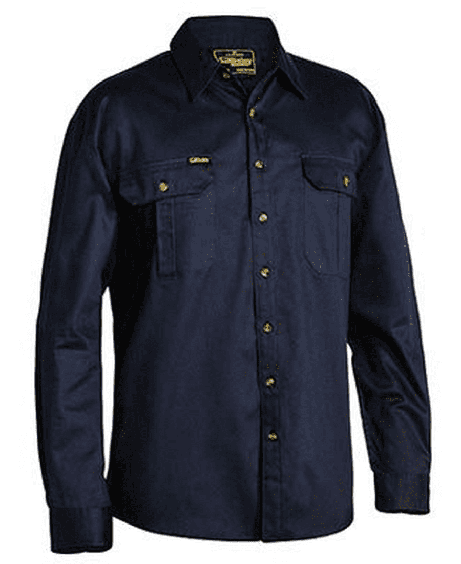 Bisley Drill Shirt LS Navy