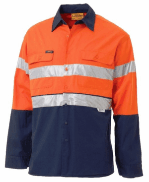 Bisley Vented Shirt LS Hi Vis Tape