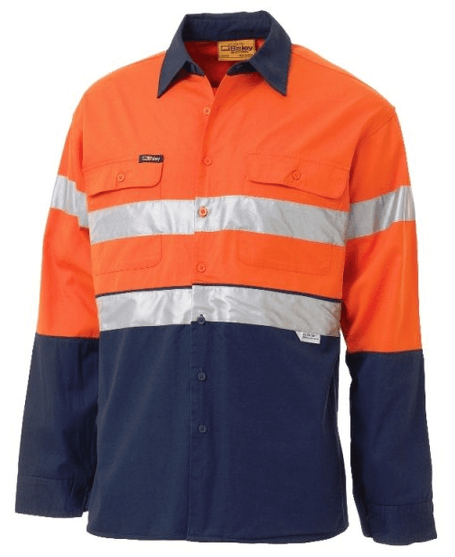 Bisley Vented Shirt LS Hi Vis Tape