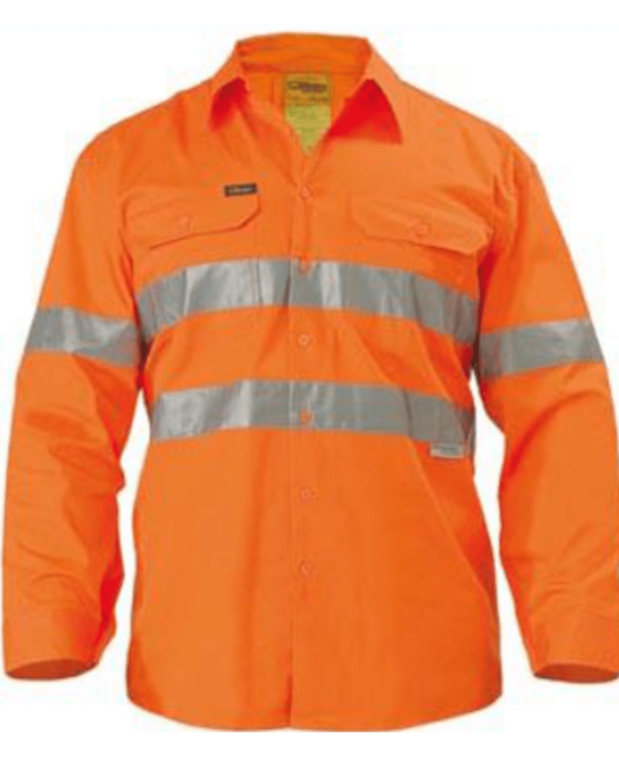 Bisley Vented Shirt LS Hi Vis Tape