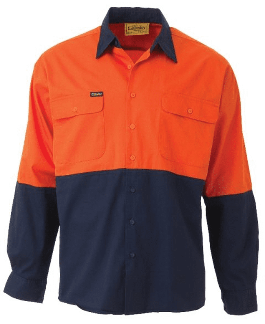 Bisley Drill Shirt LS Hi Vis