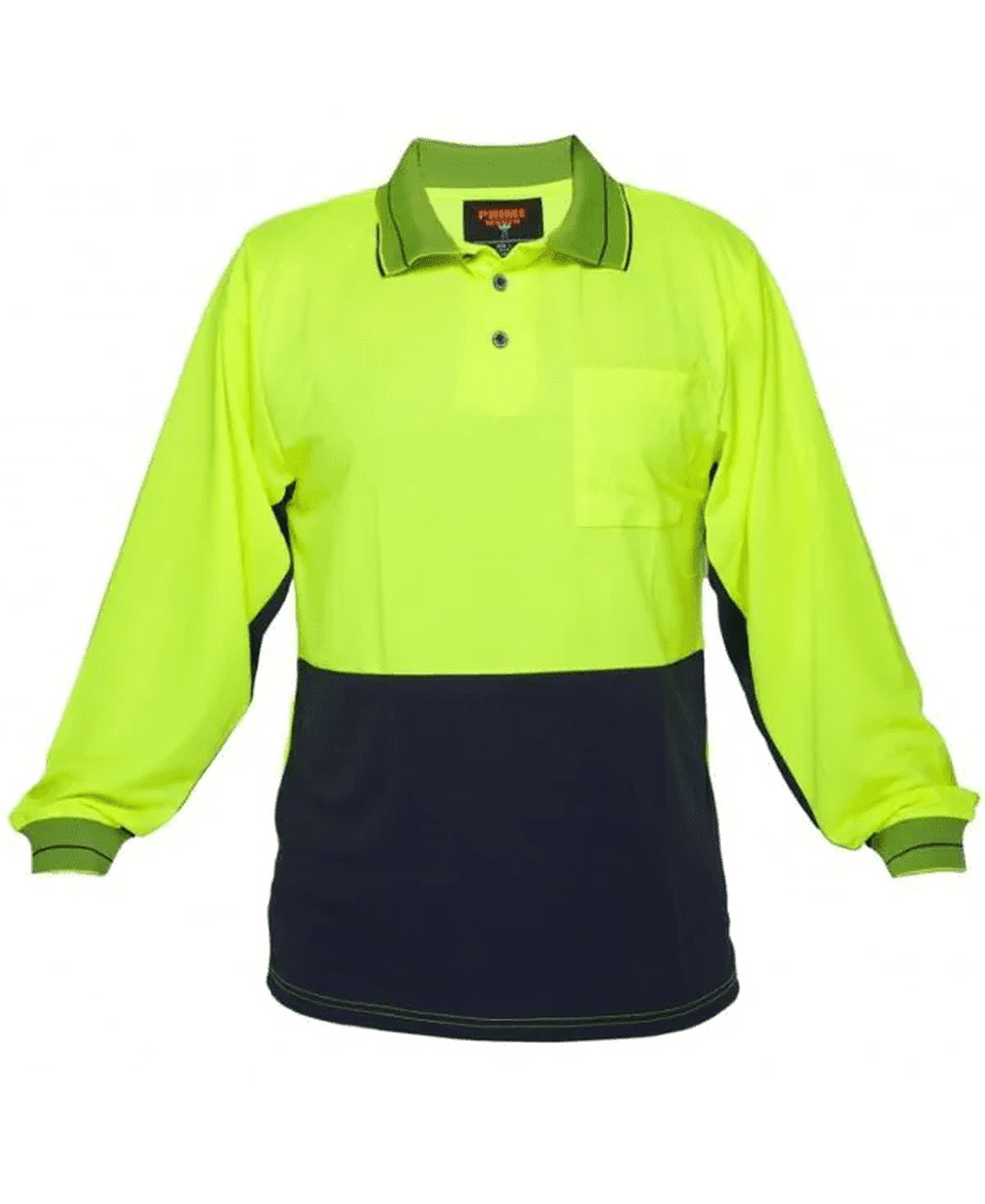 Prime Mover HV213 Polo Shirt LS Hi Vis