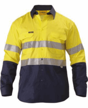 Bisley Vented Shirt LS Hi Vis Tape