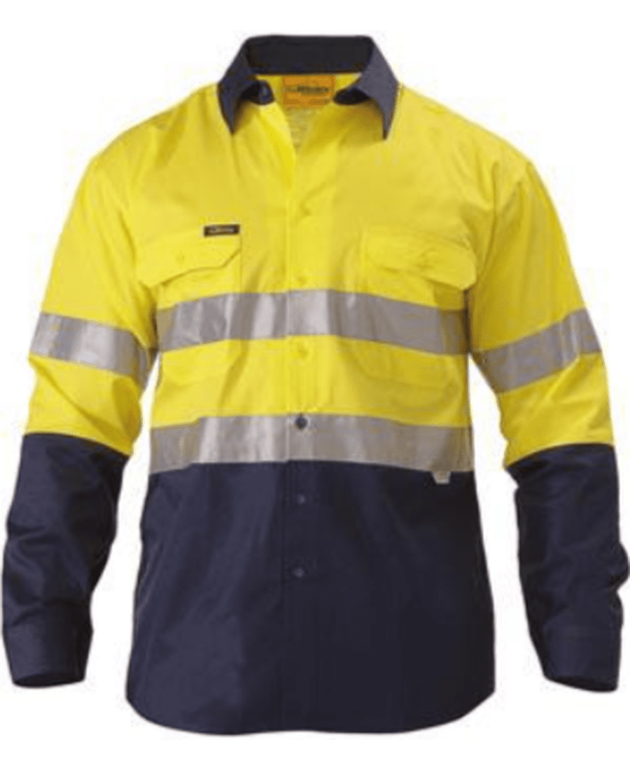 Bisley Vented Shirt LS Hi Vis Tape