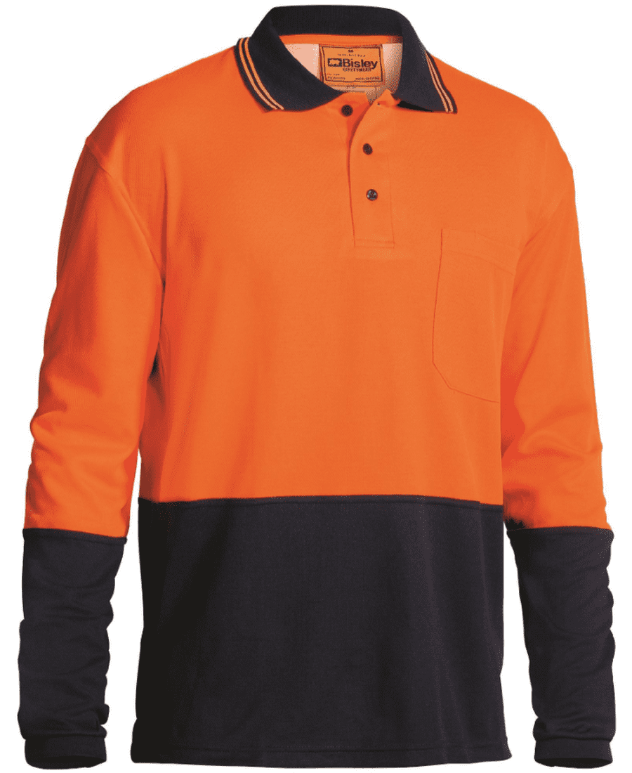 Bisley Polo Shirt LS Hi Vis
