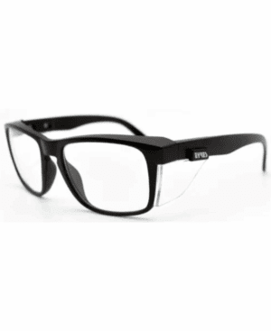 Eyres Stealth Black Frame Safety Glasses Clear Lenses