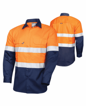TRU Vented LS Shirt HiVis Orange/Navy Taped